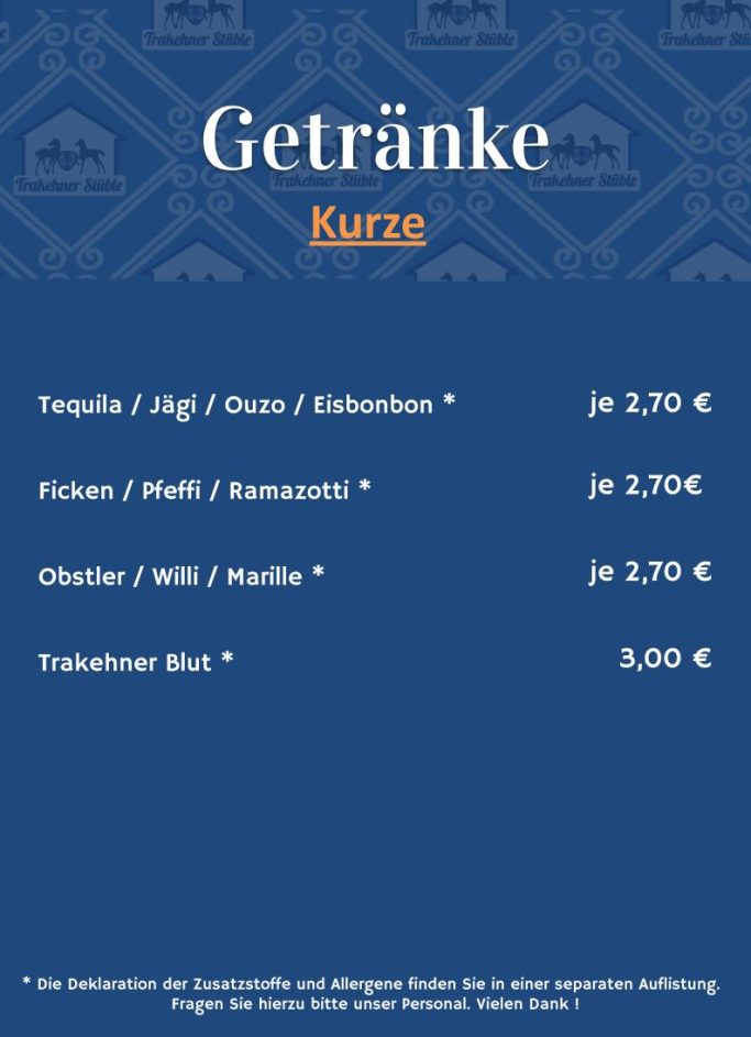 Unsere Speisekarte